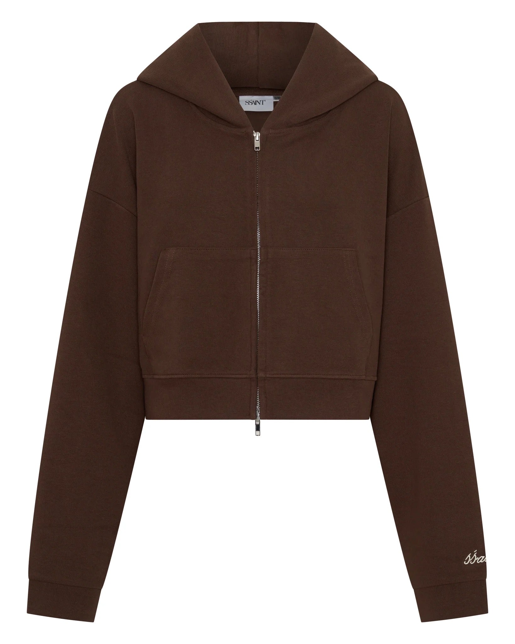 SŚAINT Cropped Hoodie - Brown