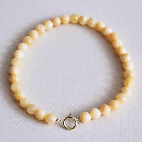 Bead Necklace - Natural Stone XL -  Butter Yellow