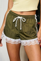 Lola Lace Trim Short - Olive