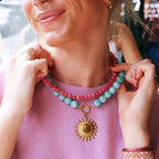 Bead Necklace - Natural Stone XL -  Old Green