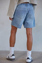 Denim Straight Leg Bermuda Shorts