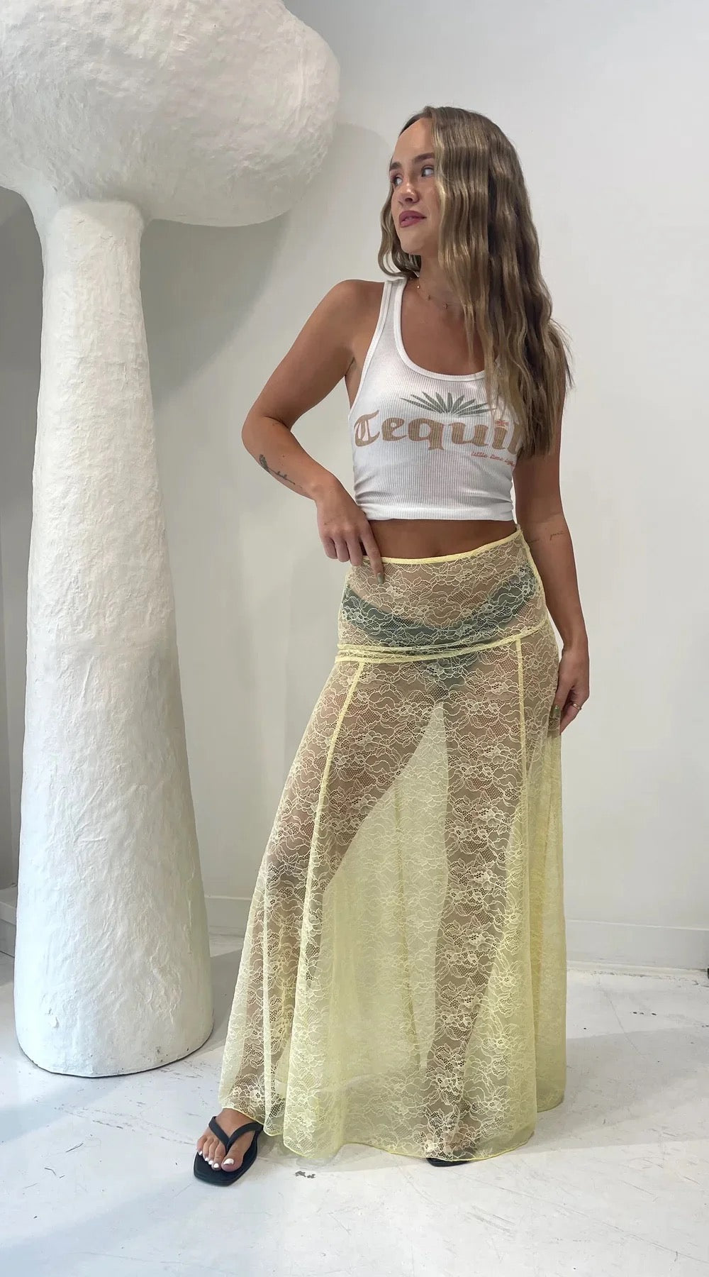 Isabel Lace Skirt - Lemon