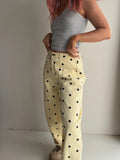 The Dottie Denim Wide Leg Pant - Yellow/Black
