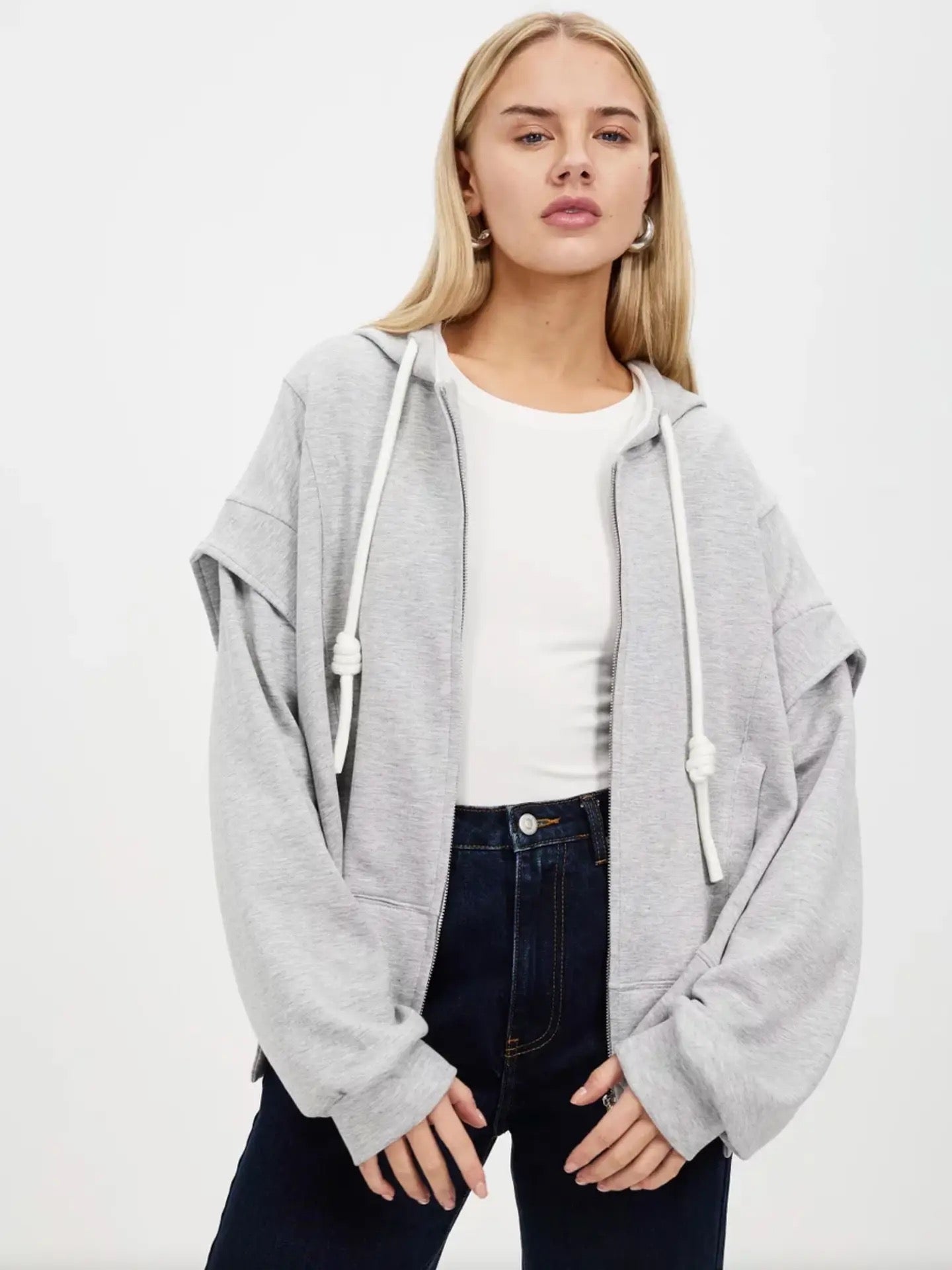 No Ordinary Love Zip Hoodie - Grey Marle