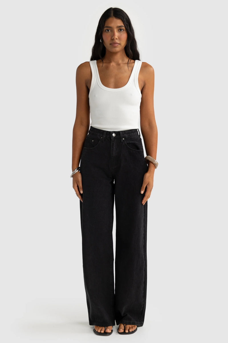Willow Denim Wide Leg Jean Washed Black