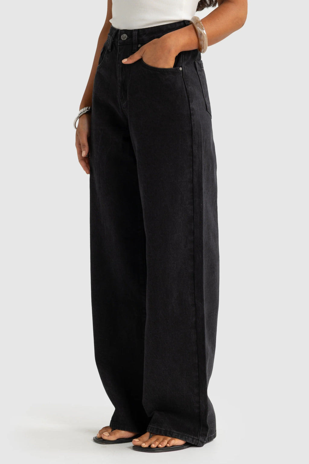 Willow Denim Wide Leg Jean Washed Black