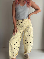 The Dottie Denim Wide Leg Pant - Yellow/Black