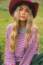 NAUTICAL LONG SLEEVE TEE - Cherry
