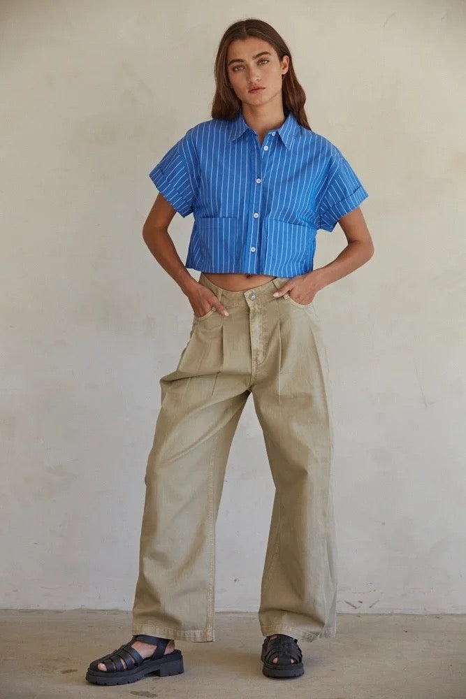 Denim Cotton High Waisted Wide Leg