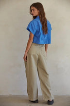 Denim Cotton High Waisted Wide Leg
