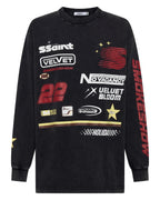 Signature Moto Long Sleeve Black Acid Wash