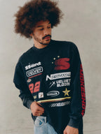 Signature Moto Long Sleeve Black Acid Wash