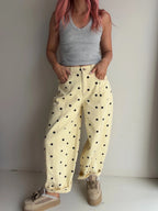 The Dottie Denim Wide Leg Pant - Yellow/Black