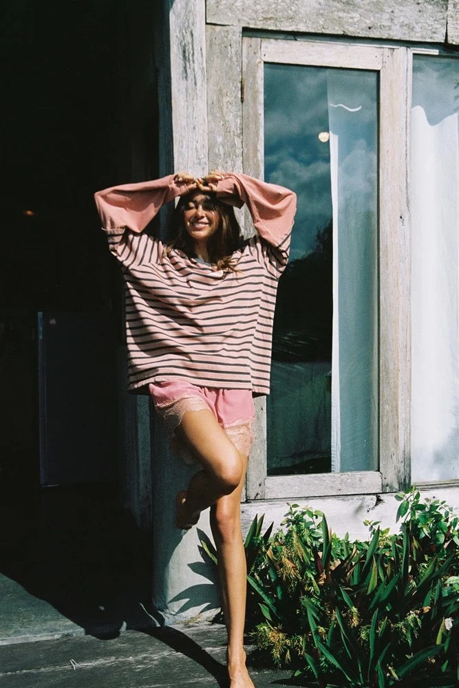 Double Trouble LS Tee - Pink