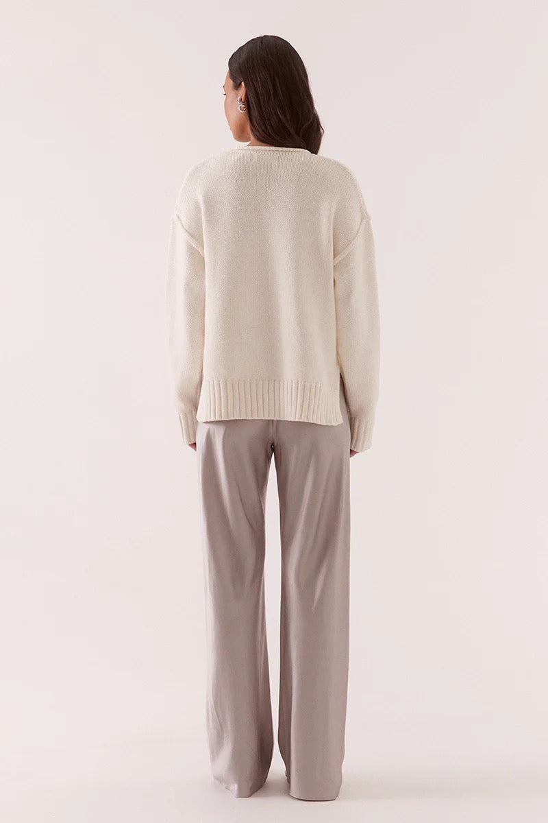 Lane Plunge Sweater - Cream