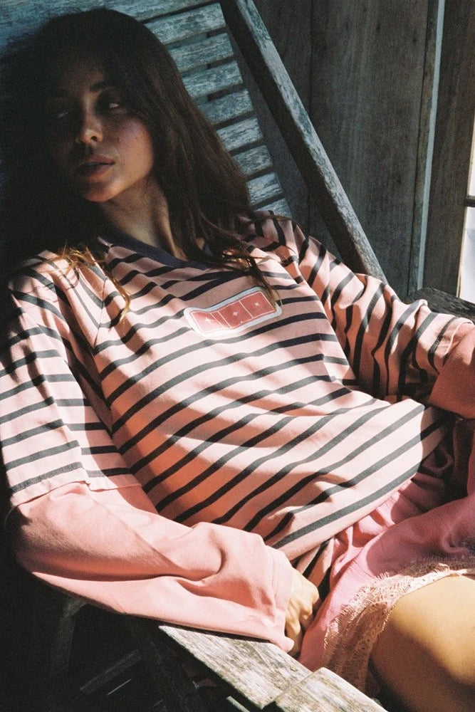 Double Trouble LS Tee - Pink