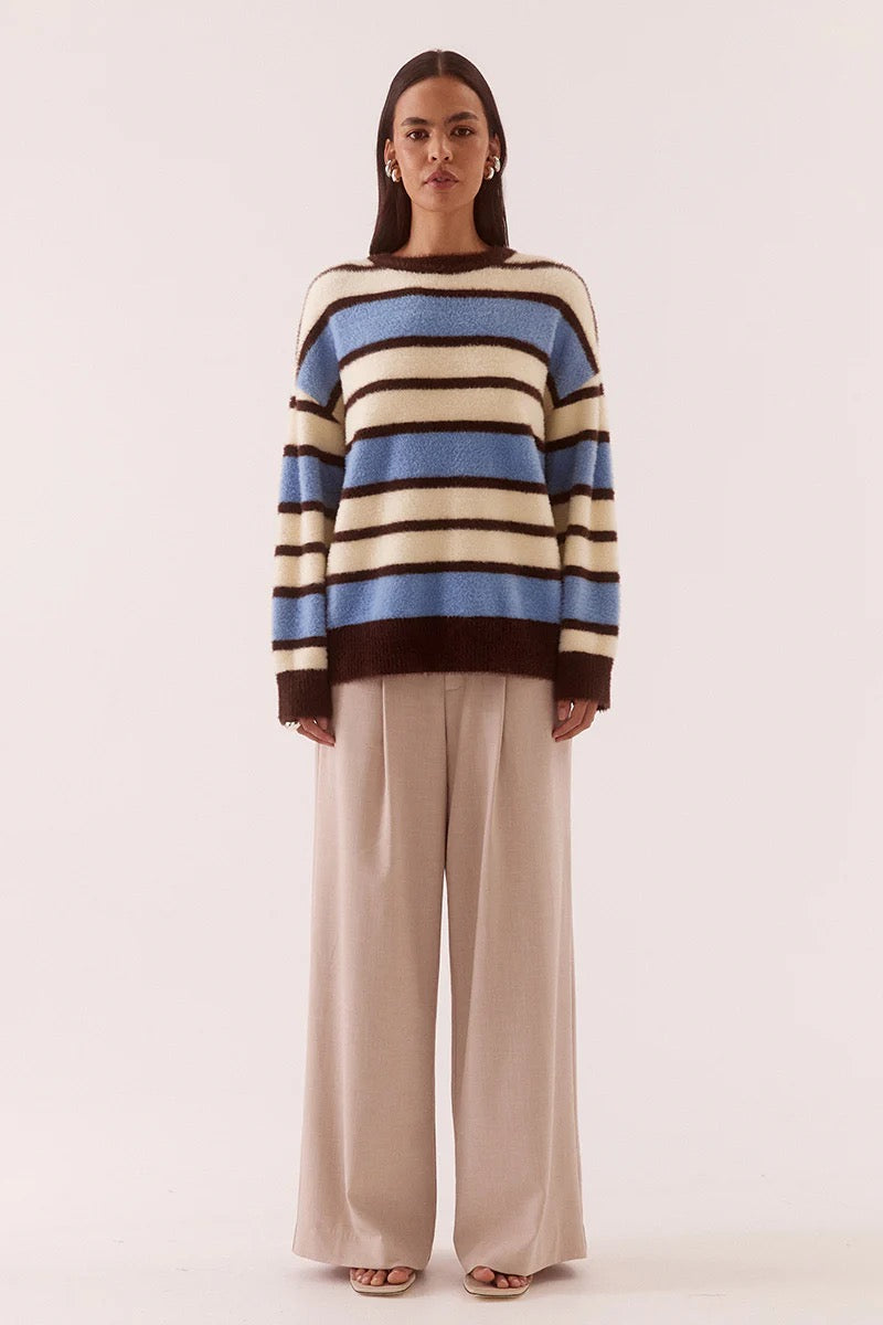 Holland Stripe Crew Knit - Blue/Yellow