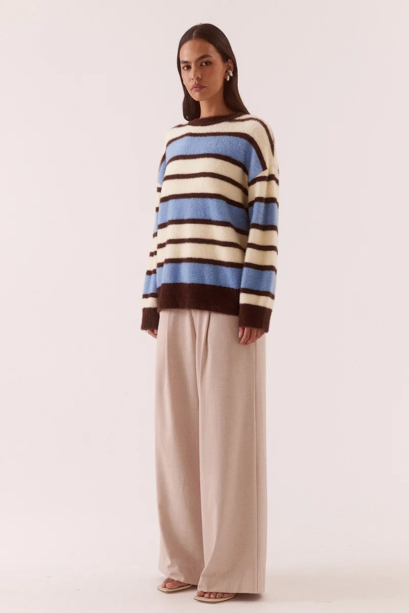 Holland Stripe Crew Knit - Blue/Yellow