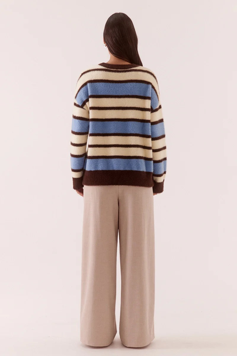 Holland Stripe Crew Knit - Blue/Yellow