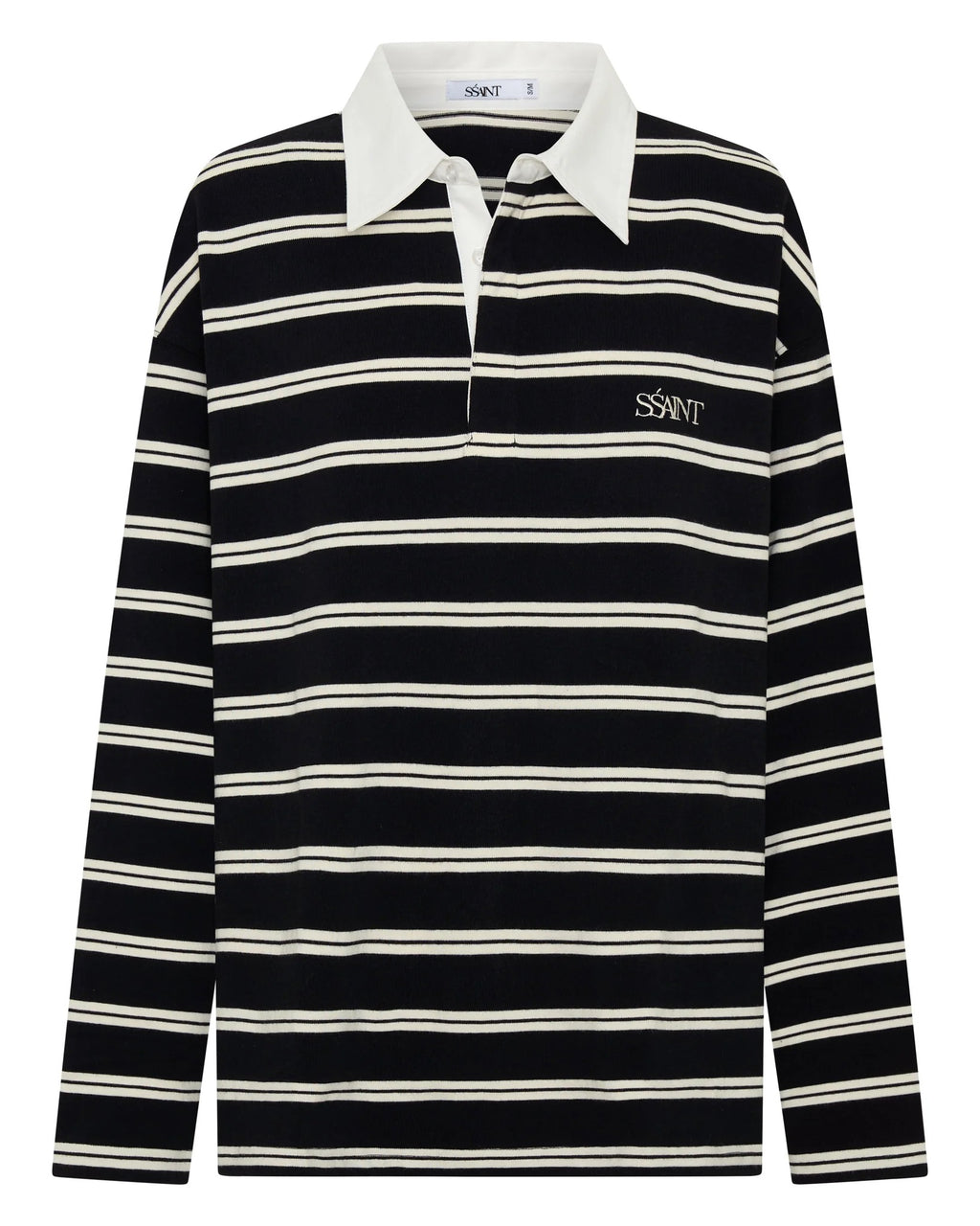 DYLAN RUGBY POLO - Black & White Stripe