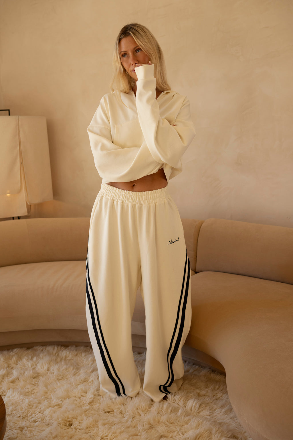 Ssaint Barrel Pant - Butter/Navy