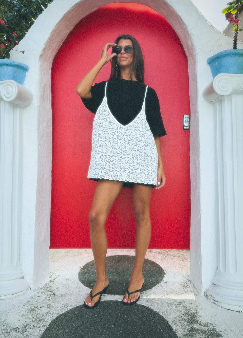 THE LINE ROW DRESS BLACK/WHITE BABY LEMONADE