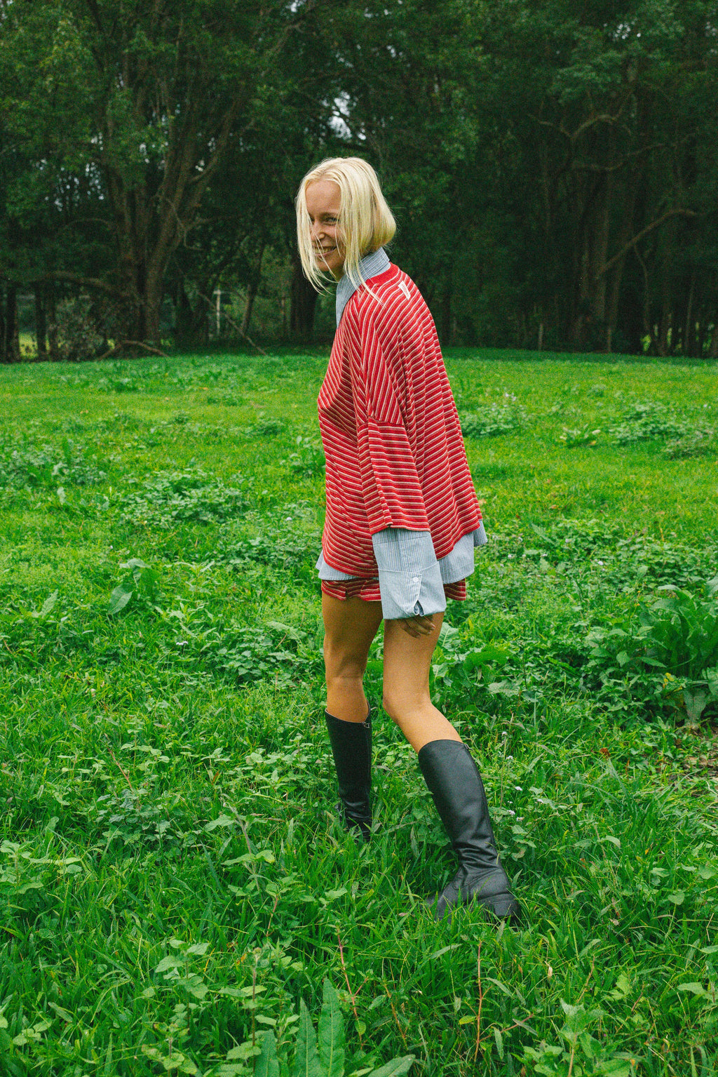 Basic Tee - Ruby Stripe