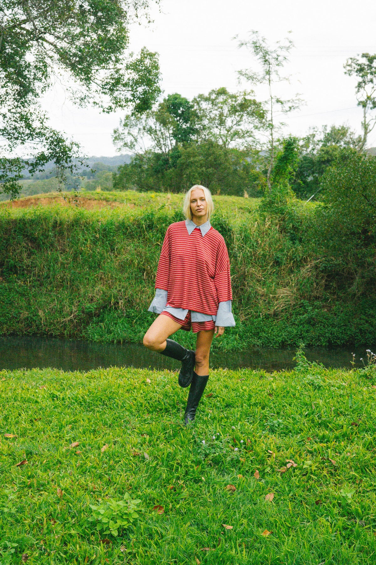 Basic Tee - Ruby Stripe
