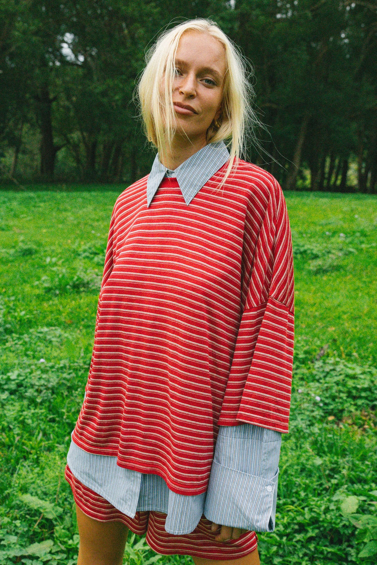 Basic Tee - Ruby Stripe