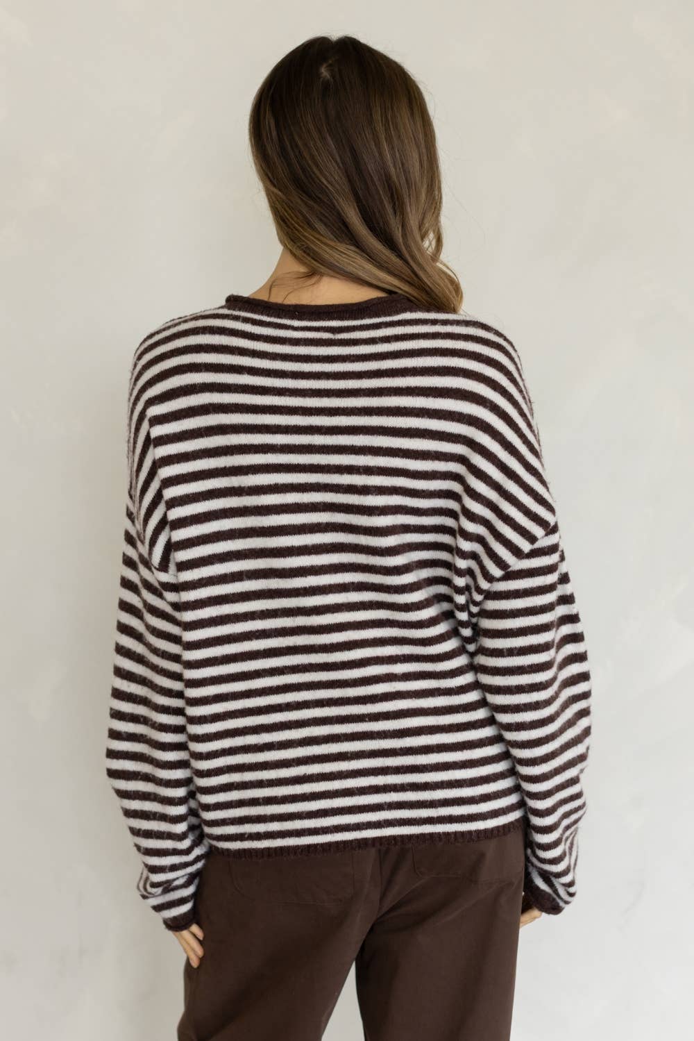 Striped Piper Henley - Brown/Cream