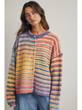 Rainbow Button Up Knit Cardigan
