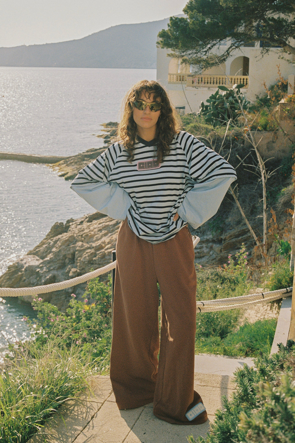 Double Trouble LS Tee - Blue Stripe
