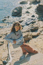 Double Trouble LS Tee - Blue Stripe
