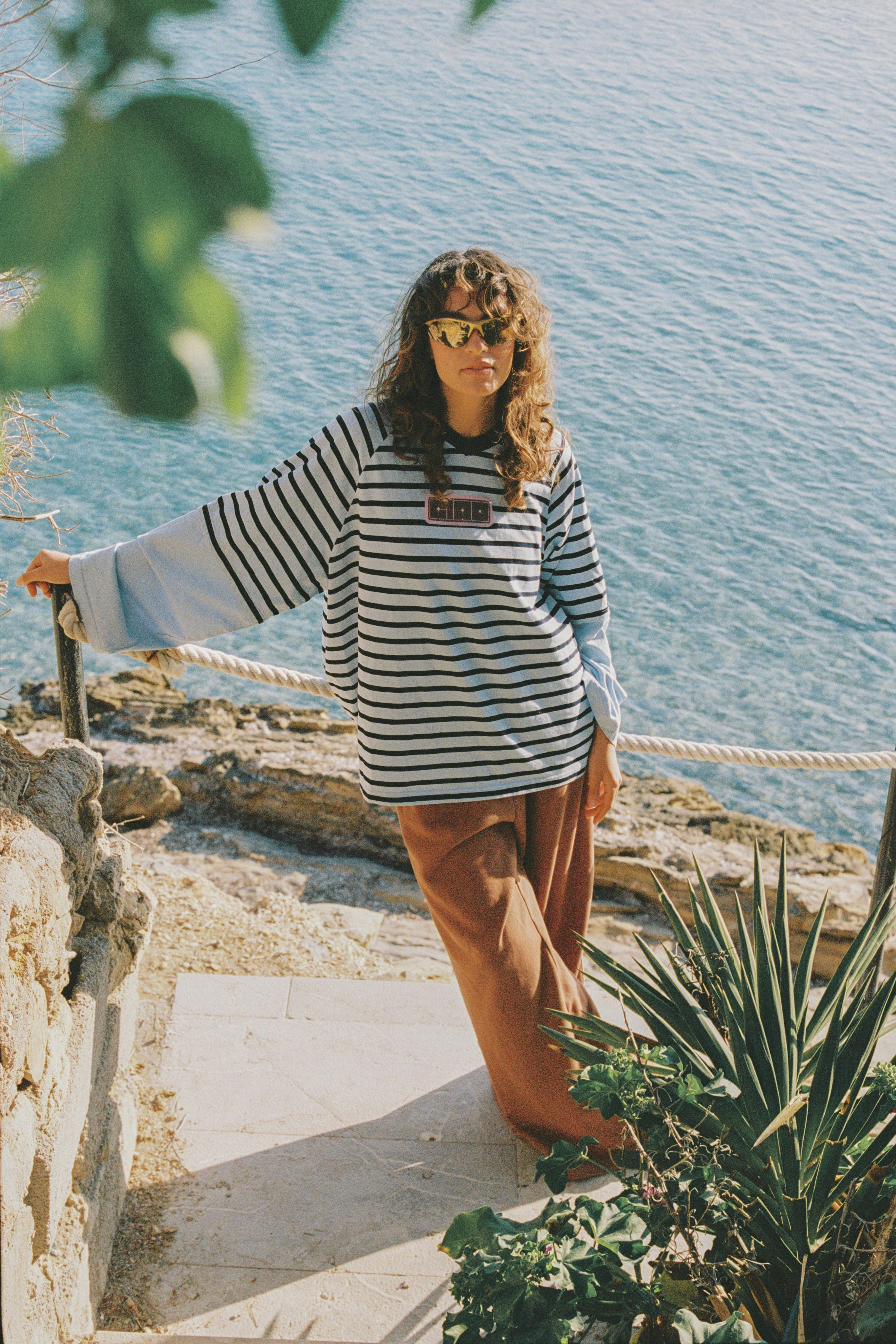 Double Trouble LS Tee - Blue Stripe
