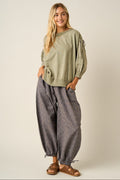 Gingham Balloon Pants - Blue/Brown