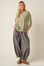Gingham Balloon Pants - Blue/Brown