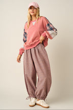 Gingham Balloon Pants - Pink/Teal