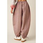 Gingham Balloon Pants - Pink/Teal