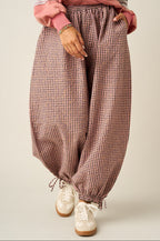 Gingham Balloon Pants - Pink/Teal